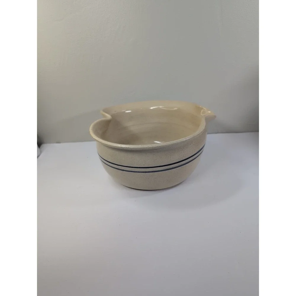 Marshall Pottery TX Cobalt Stripes Heart Batter Mixing Bowl MAGNOLIAS 10